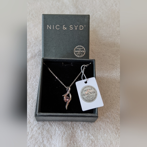 *❤️Pink Angel Swarovski Crystal Pendant  Silver Necklace, Nic&Syd, 17"2"extender - Picture 6 of 6
